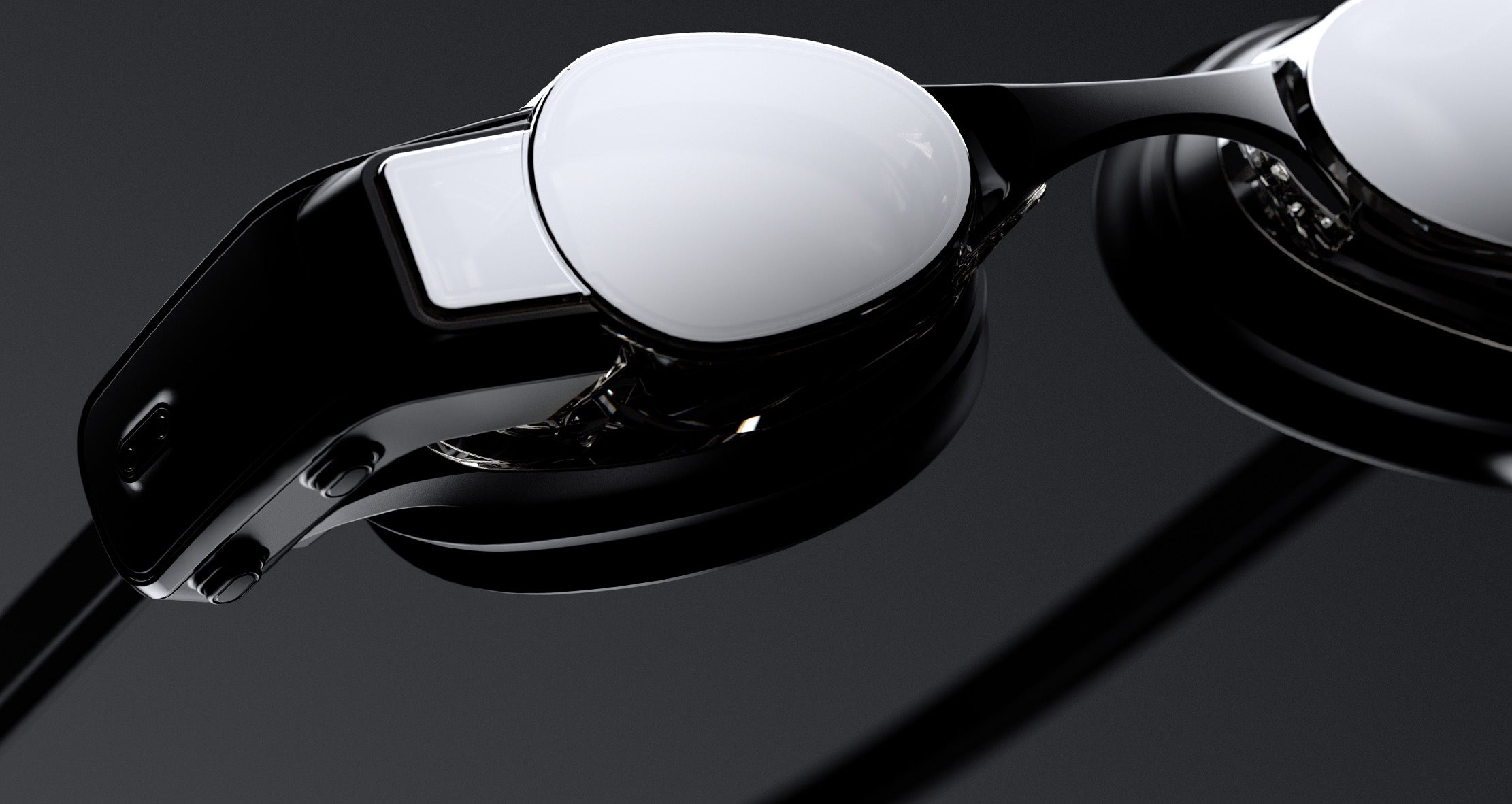 Close-up of black Smart Swim Goggles